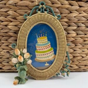 Vintage Whimsical Oval Photo Frame with Floral Embellishment Cottagecore Coastal